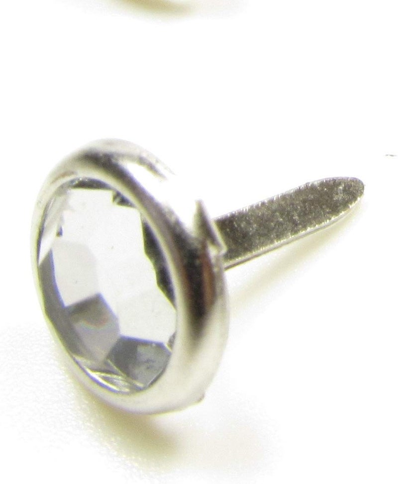 Syntego Brads for Crafts & Scrapbooking Clear Round Crystal Brads 8mm Silver Approx 100 - Image 3